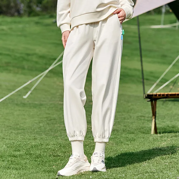 QIAODAN Knitted Sweatpants Women's Cream White-2