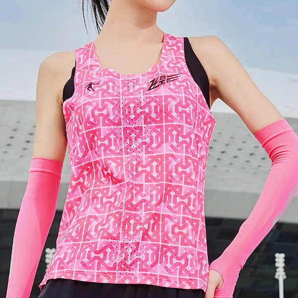 QIAODAN Tank Tops Women's Fluorescent Ghost Pink Print-2