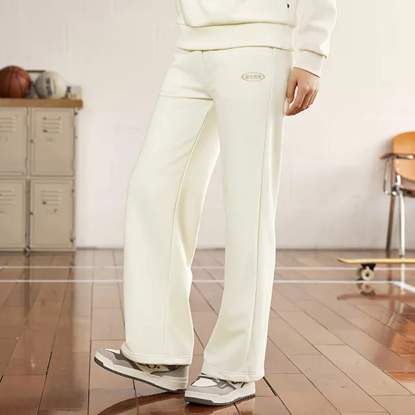 QIAODAN Knitted Sports Pants Women's Cream White-2