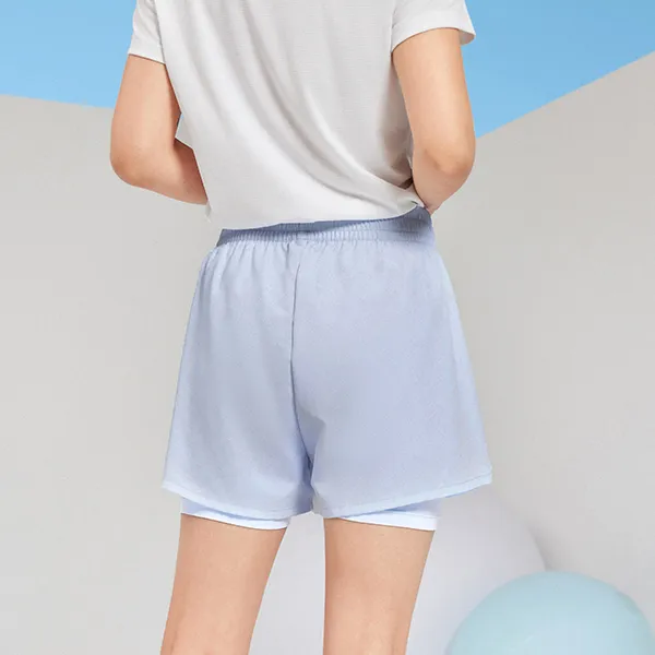 QIAODAN Casual Shorts Women's Lightweight Transparent Blue-2