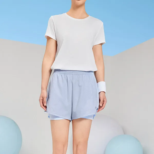 QIAODAN Casual Shorts Women's Lightweight Transparent Blue-3