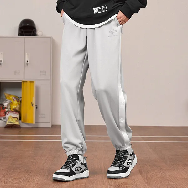 QIAODAN Casual Pants Men's Light Moss Gray/Jordan White-3
