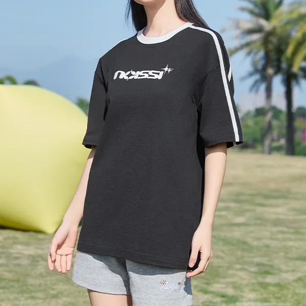 QIAODAN Drop Shoulder Sleeve T Shirt Women's Black/White-2