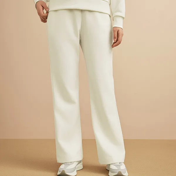 QIAODAN Knitted Sports Pants Women's Cream White-2