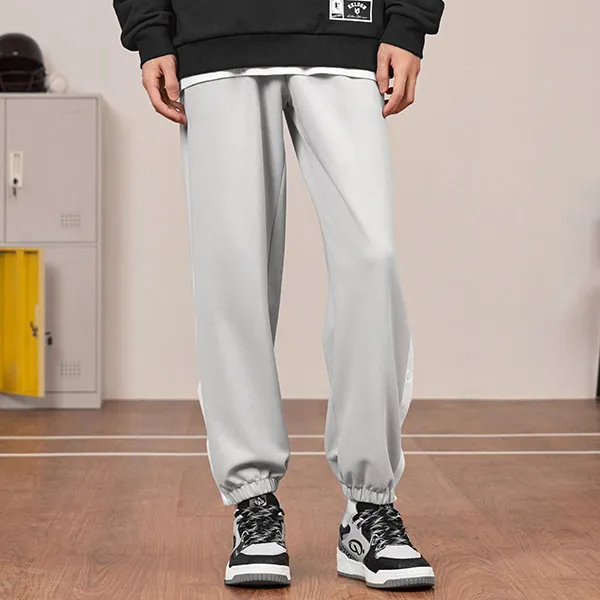 QIAODAN Casual Pants Men's Light Moss Gray/Jordan White-2