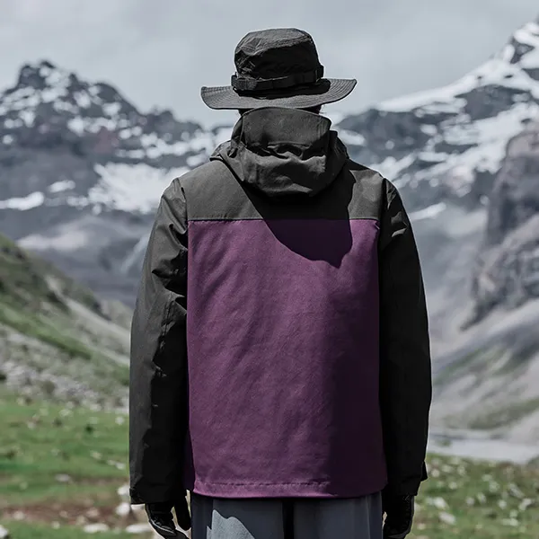 QIAODAN Mountain God Series Windbreaker Jackets Men Black/Lozenge Purple-6
