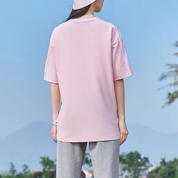 QIAODAN Drop Shoulder Sleeve T Shirt Women's Morning Glow Pink/White-3