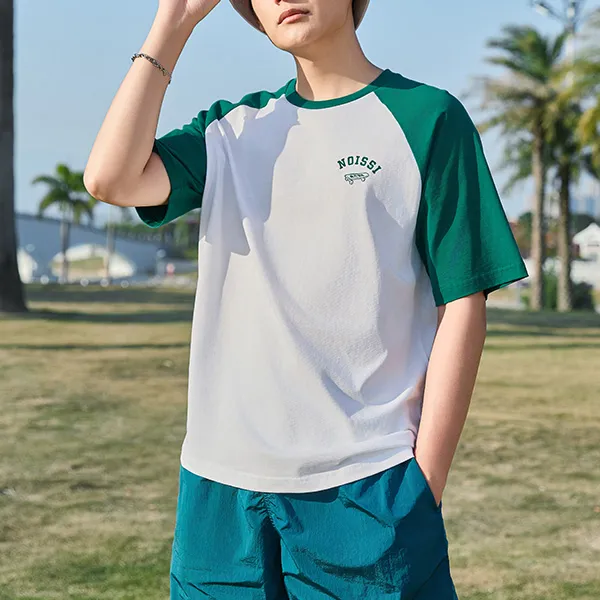 QIAODAN Raglan Sleeve T Shirt Unisex Jordan White/Winter Cyan-2