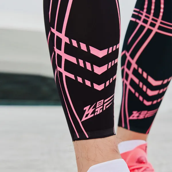 QIAODAN Running Marathon Basketball Leg Guards Fluorescent Flying Shadow Pink-3