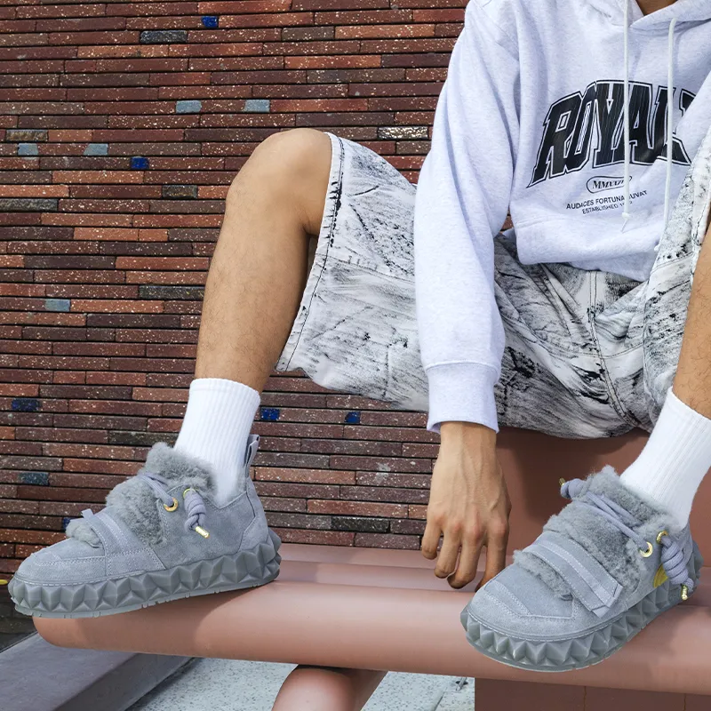 OETZI Ice Mountain Series 10 Ice Man Oz Warm Height Increasing Slip Resistant Ankle Length Snow Boots Unisex Gray-6