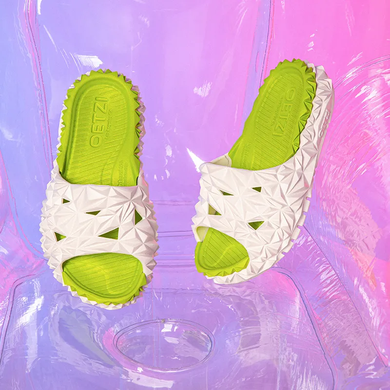 OETZI EVA Slip Resistant Odor Resistant Slide Slippers Unisex White & Green-5