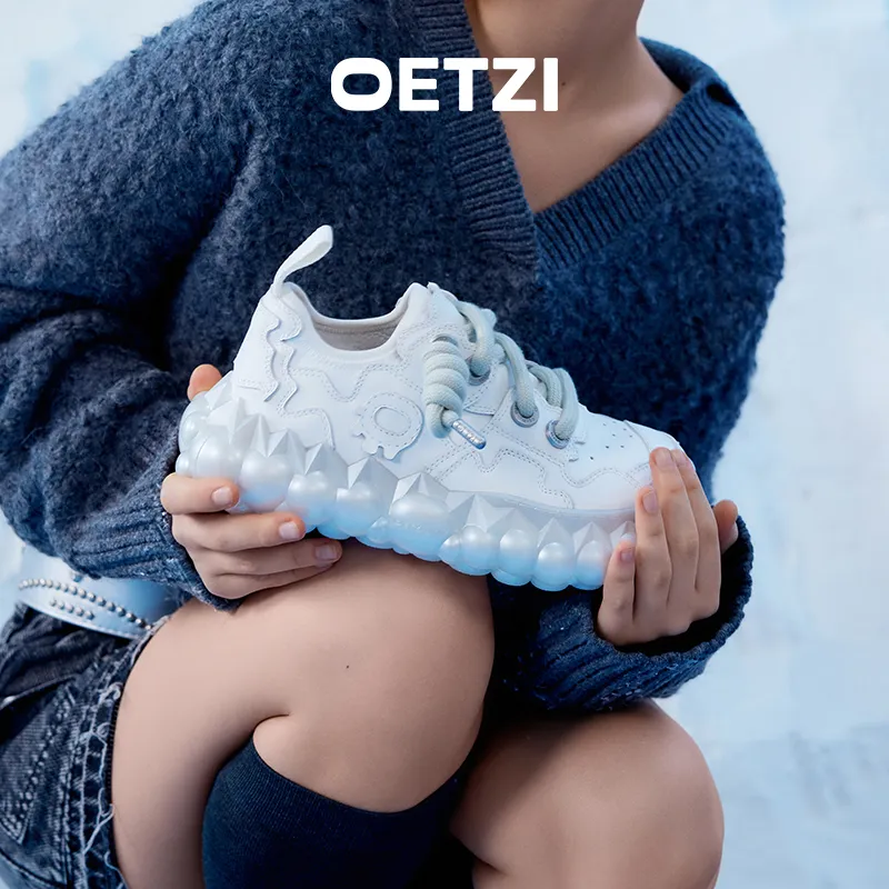 OETZI Fusion Ice Series Wear-Resistant Breathable Lightweight Height Increasing Low-Top Casual Shoes Unisex White-4