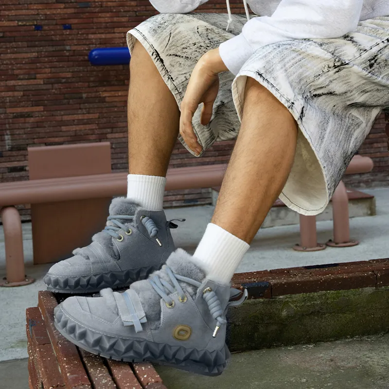 OETZI Ice Mountain Series 10 Ice Man Oz Warm Height Increasing Short Snow Boots Unisex Gray-5