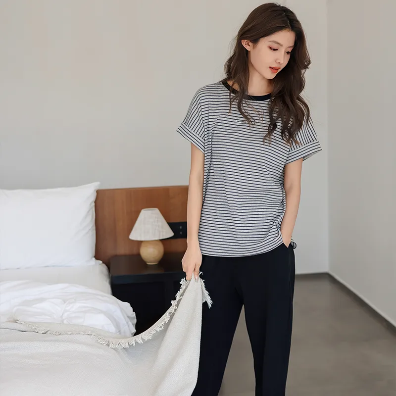 MEITENG Pajama Set Women's Gray-5