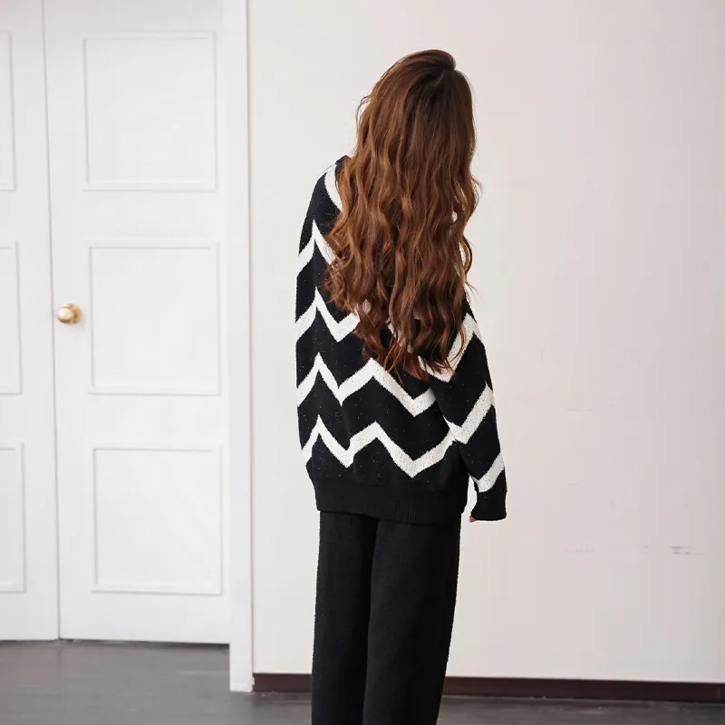 MEITENG Pajama Set Autumn And Winter Season Women's Black-1