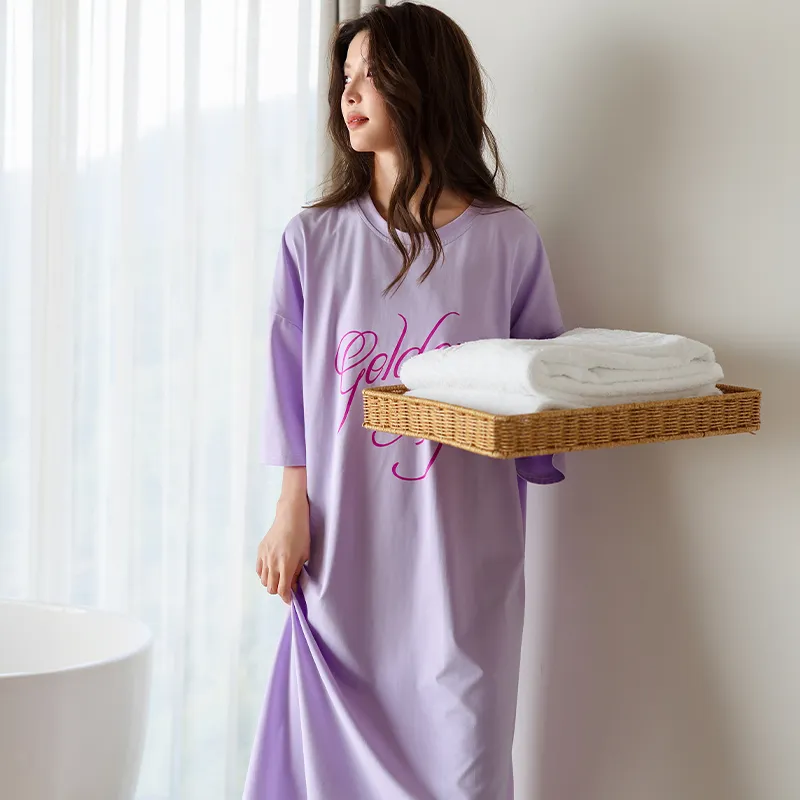 MEITENG Nightgown Women's Light Purple-5