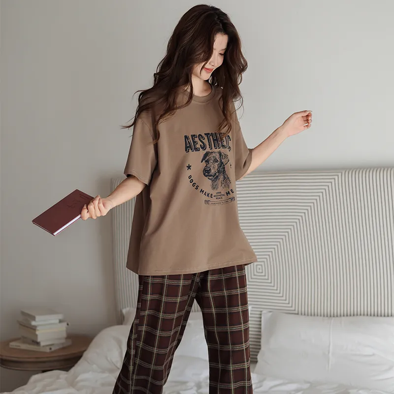 MEITENG Pajama Set Women's Brown-1