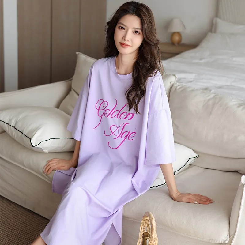 MEITENG Nightgown Women's Light Purple-3