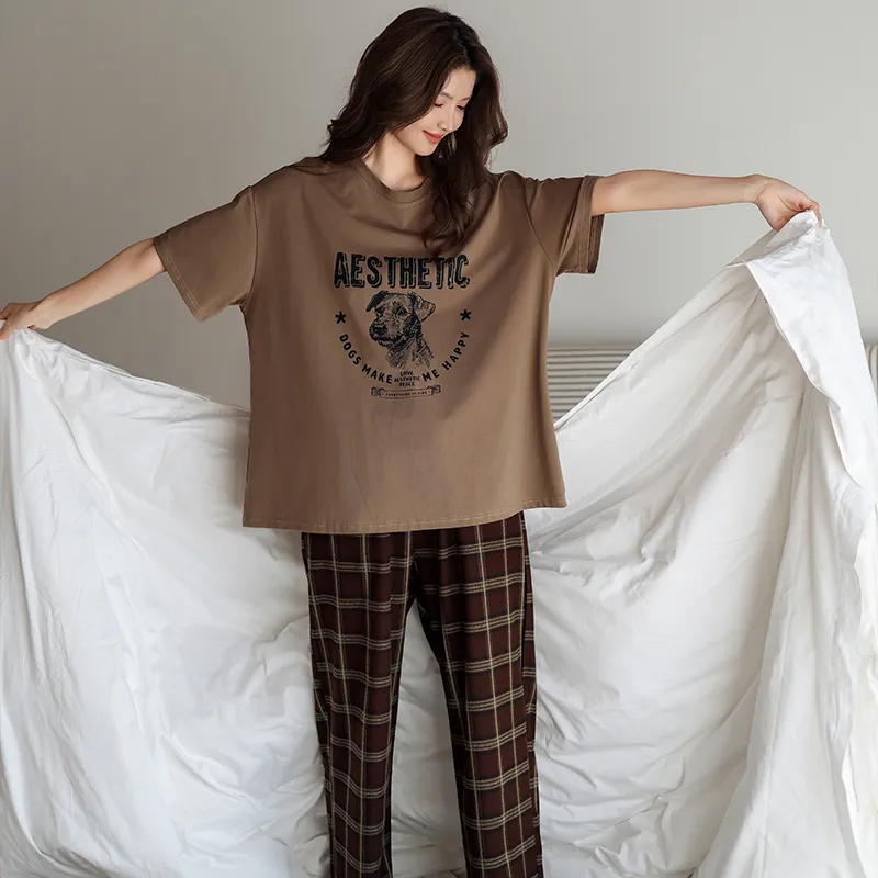 MEITENG Pajama Set Women's Brown-4