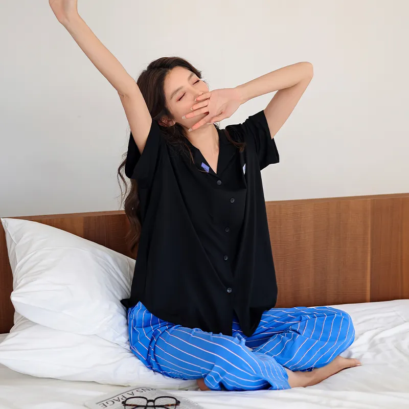 MEITENG Pajama Set Women's Blue-2