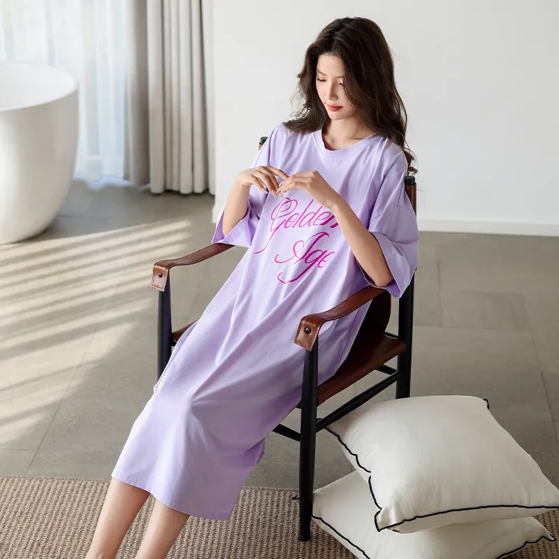 MEITENG Nightgown Women's Light Purple-2