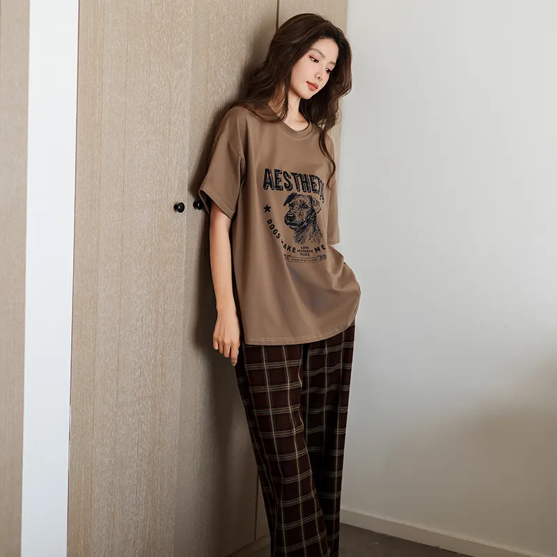 MEITENG Pajama Set Women's Brown-2