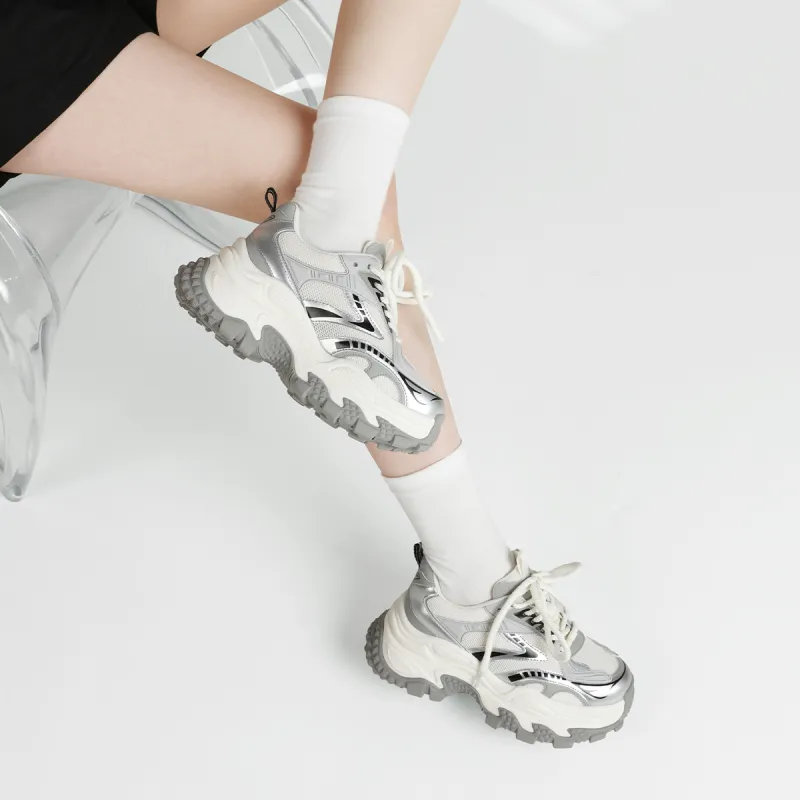 BOERDIQI Height Increasing Wear-Resistant Low-Top Chunky Sneakers-4