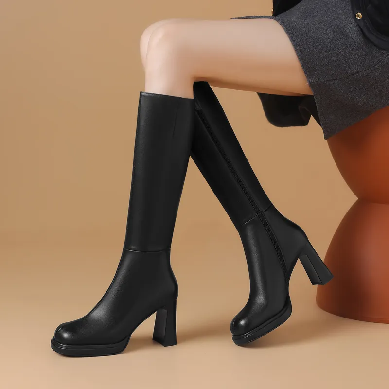BOERDIQI Knee high Boots 8.3cm Women's Black-4