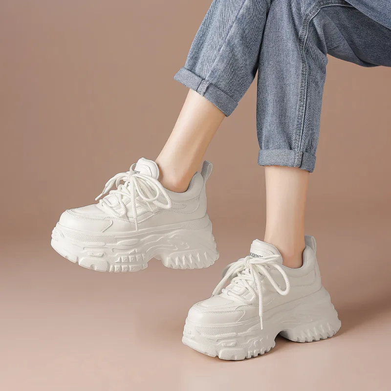 BOERDIQI Breathable Support Height Increasing Low Top Chunky Sneakers Women's-2