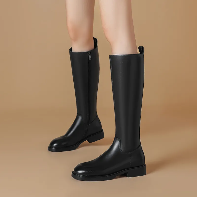 BOERDIQI Cavalier Boots Knee high Boots 3.1cm Women's Black-5