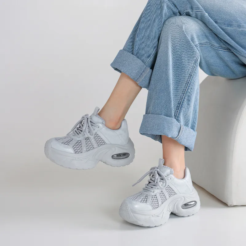 BOERDIQI Breathable Lightweight Height Increasing Low Top Chunky Sneakers Women's-1