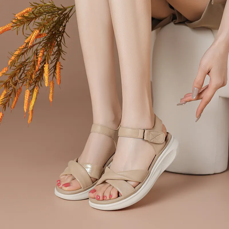 BOERDIQI Beach Sandals Women's Apricot/Ecru-2