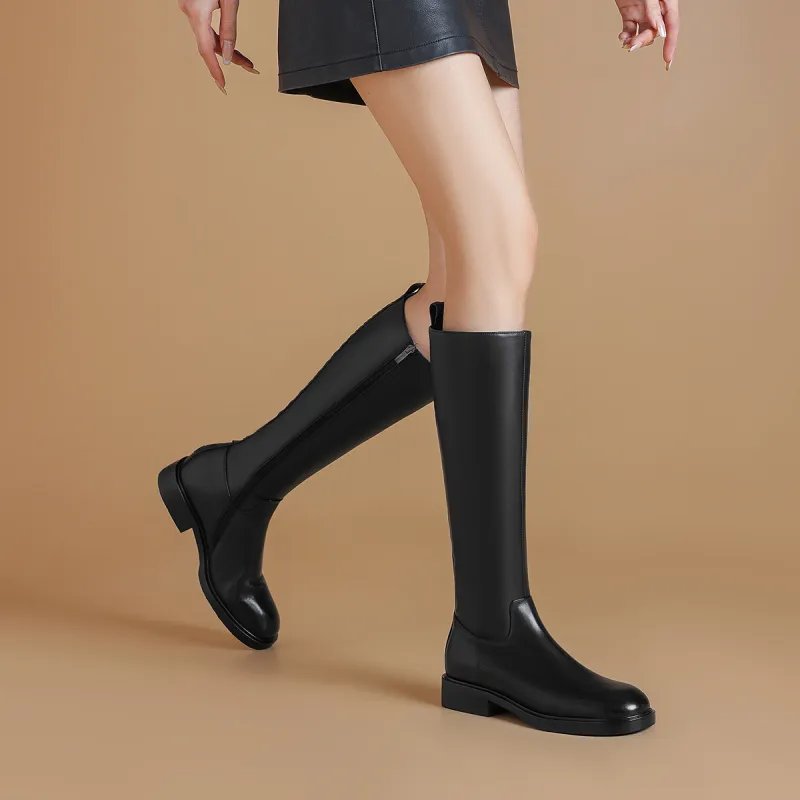 BOERDIQI Cavalier Boots Knee high Boots 3.1cm Women's Black-4