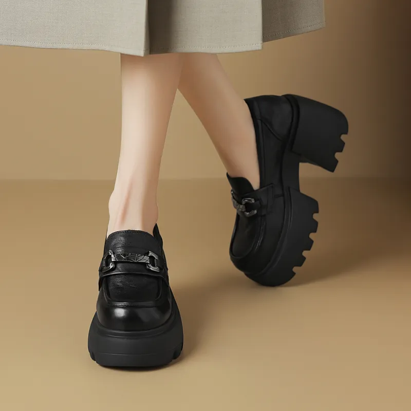 BOERDIQI Chunky Heel High Heels Women's Black-5