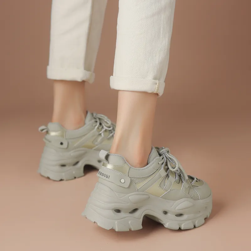 BOERDIQI Warm Height Increasing Lightweight Breathable Low Top Chunky Sneakers Women's-16
