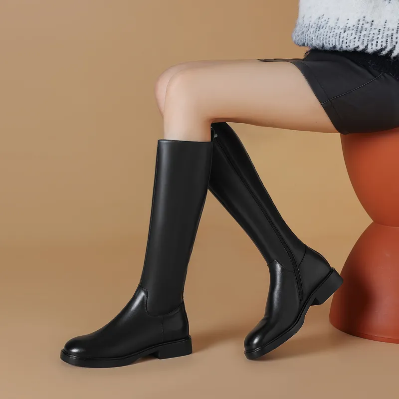 BOERDIQI Cavalier Boots Knee high Boots 3.1cm Women's Black-2