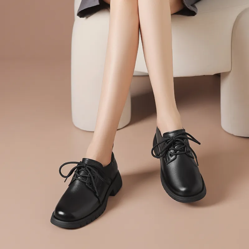 BOERDIQI Derby Shoes Casual Single Shoes 3.5cm Women's-6