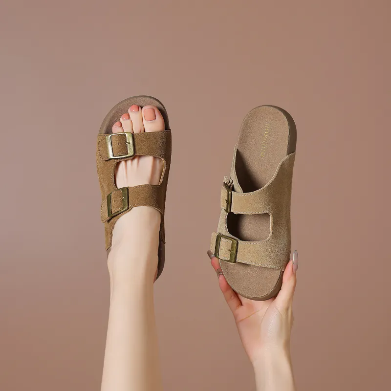 BOERDIQI PU Polyurethane Rubber Sole Abrasion Resistant Slide Slippers Women's-4
