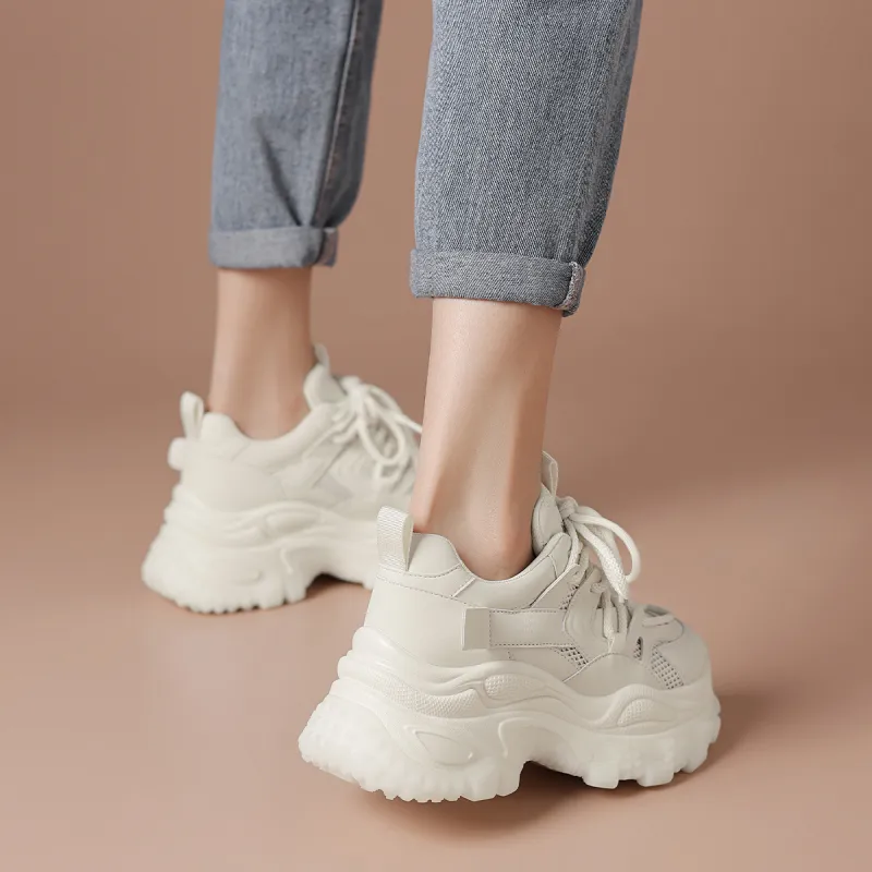 BOERDIQI Wear-Resistant Height Increasing Low-Top Chunky Sneakers Women's-6