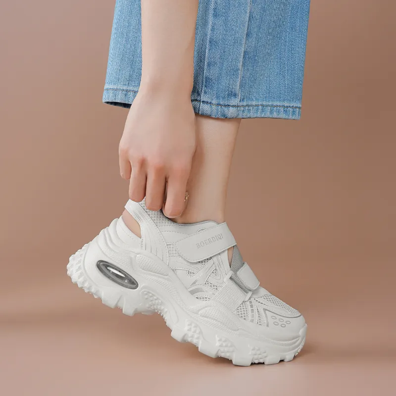 BOERDIQI Breathable Lightweight Height Increasing Low Top Chunky Sneakers Women's-6