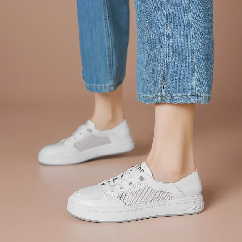 BOERDIQI Abrasion Resistant, Breathable, Lightweight Low Top Skateboard Shoes Women's White-2
