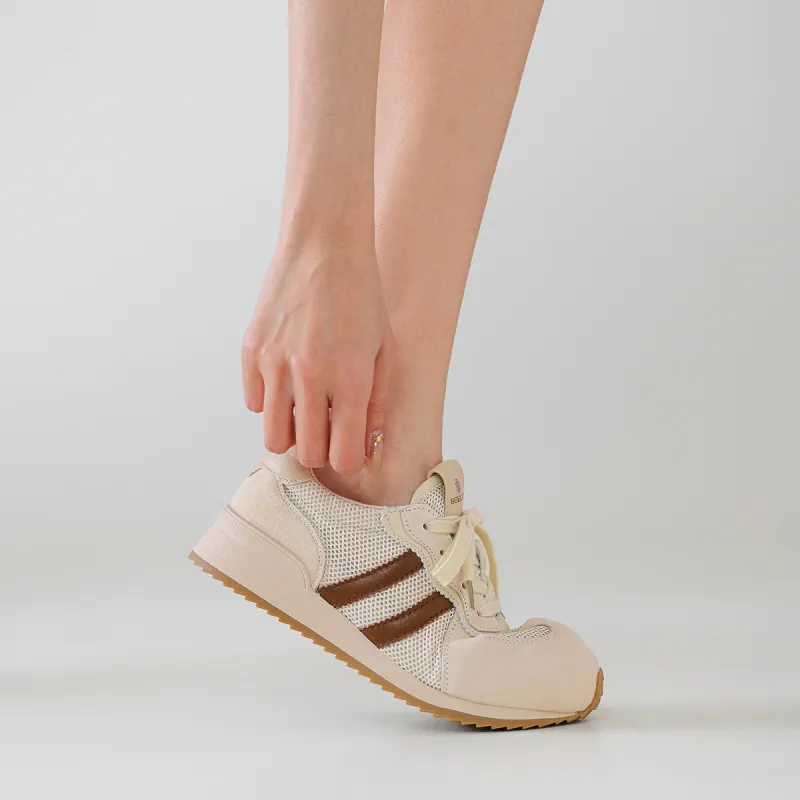 BOERDIQI German Army Trainers Breathable Lightweight Height Increasing Low Top Casual Shoes Women's-19