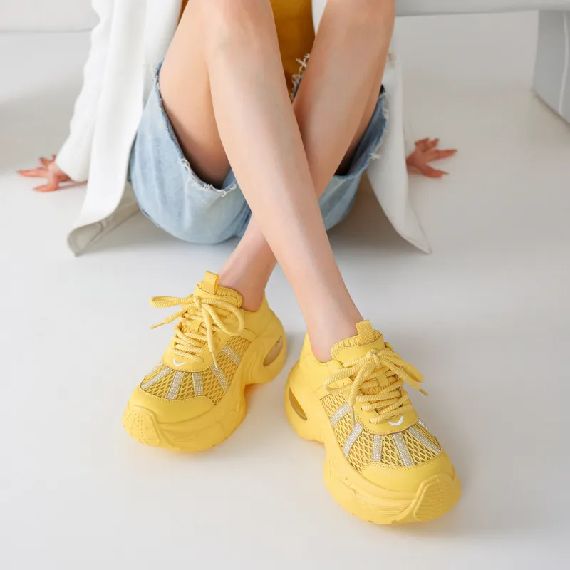 BOERDIQI Breathable Lightweight Height Increasing Low Top Chunky Sneakers Women's-16
