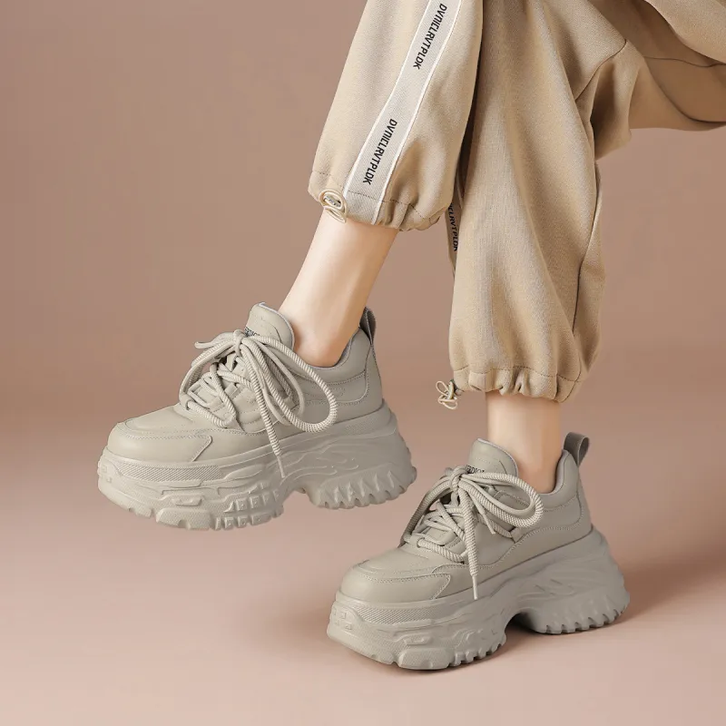 BOERDIQI Breathable Support Height Increasing Low Top Chunky Sneakers Women's-11