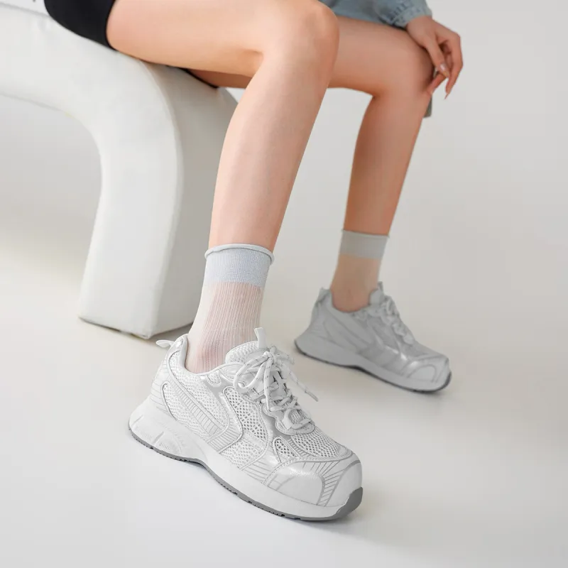 BOERDIQI Breathable Lightweight Height Increasing Low Top Chunky Sneakers Women's-4