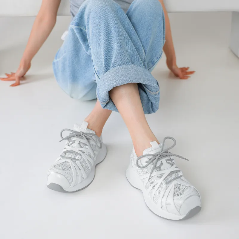 BOERDIQI Lightweight And Breathable Low Top Chunky Sneakers Women's-16