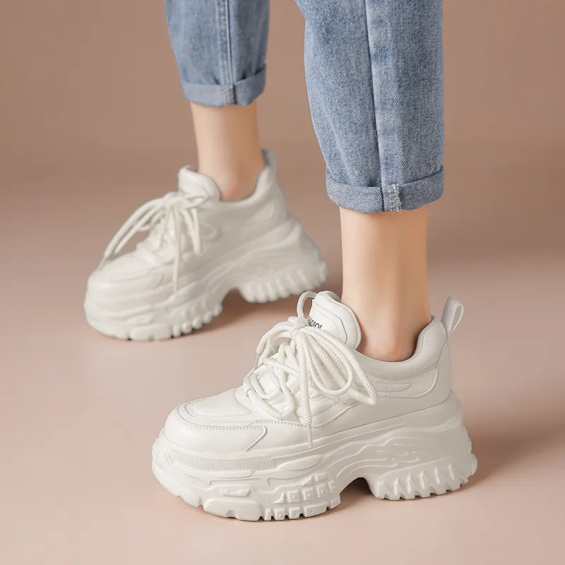 BOERDIQI Breathable Support Height Increasing Low Top Chunky Sneakers Women's-3