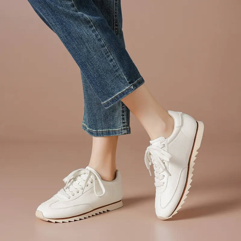 BOERDIQI German Army Trainers Low Top Casual Shoes Women's White-3