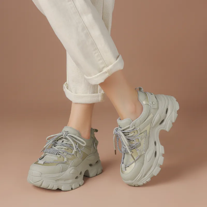 BOERDIQI Warm Height Increasing Lightweight Breathable Low Top Chunky Sneakers Women's-13