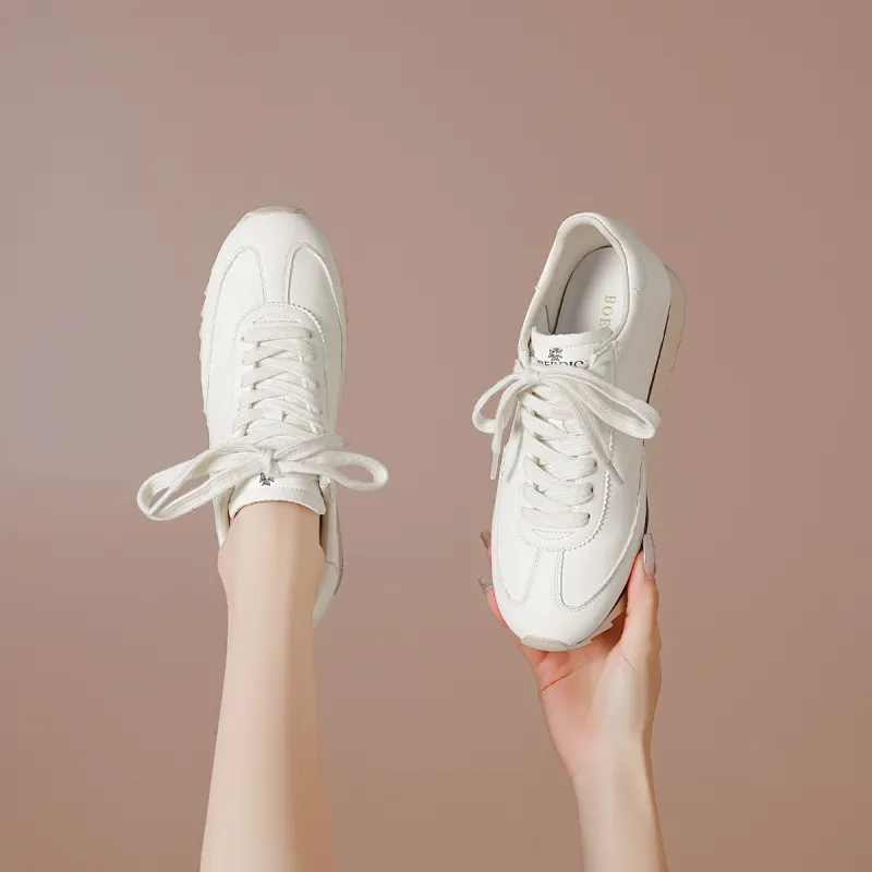 BOERDIQI German Army Trainers Low Top Casual Shoes Women's White-6